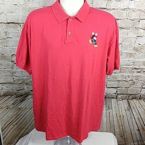 Mickey Mouse Mens Polo Shirt Size Large Red Short Sleeve Collar